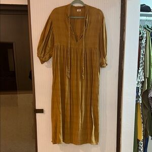 Mustard Bohemian Dress M/L 100% Cotton